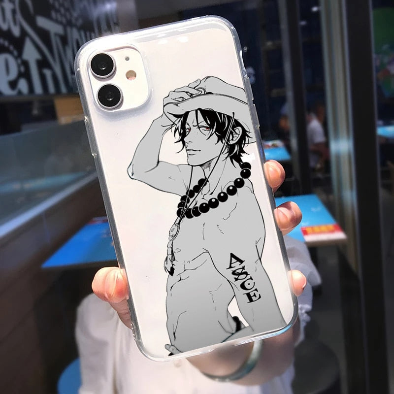 Japan Anime One Piece Cartoon Luffy Phone Case For iPhone 13 12 11 Pro X XS Max Mini 7 8 Plus SE 2020 2022 XR Transparent Cover