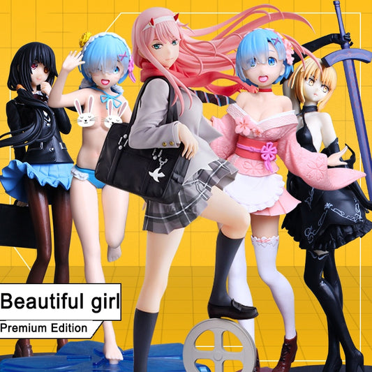 Japanese Anime Girls Collection Action Figure Beautiful Girl Sexy Lady Pvc Model Computer Case Decoration Toys For Young People