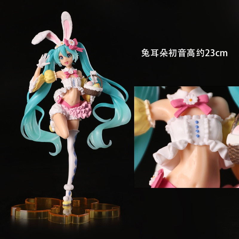 Instock 22CM Anime Action Figure Miku Kawaii Pvc Model Doll Figurals Rabbit ears Collect ornaments Christmas Toys gifts