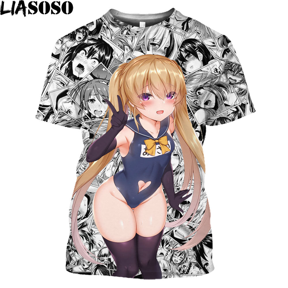 LIASOSO Anime Sexy Nurse Swimsuit Hot Sexy Body Loli Print Shirt 3D Summer Men Women T-shirt Holiday Otaku Clothing Maid Outfit