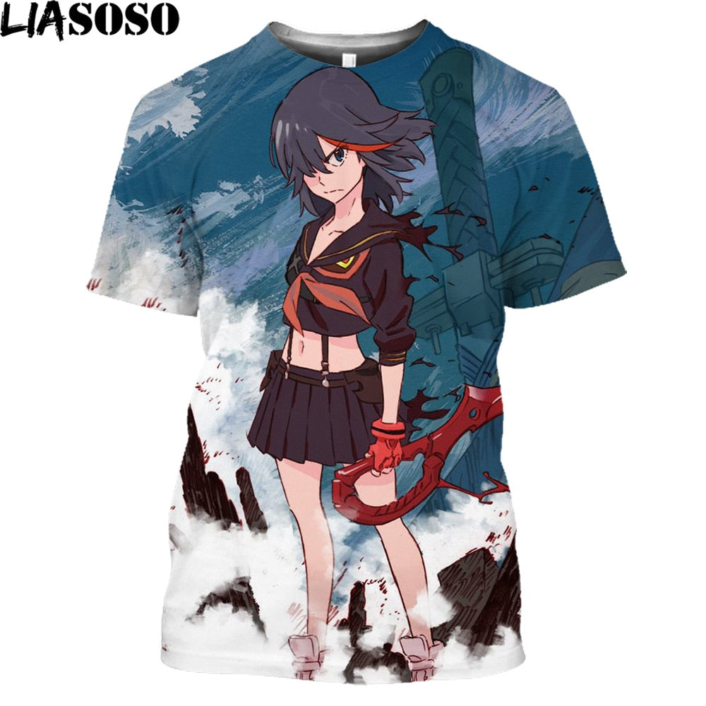 LIASOSO Hot Anime Kill La Kill Printed 3D T-shirt Men Women Summer Loose Harajuku Style Shirts Unisex Streetwear Tees Tops