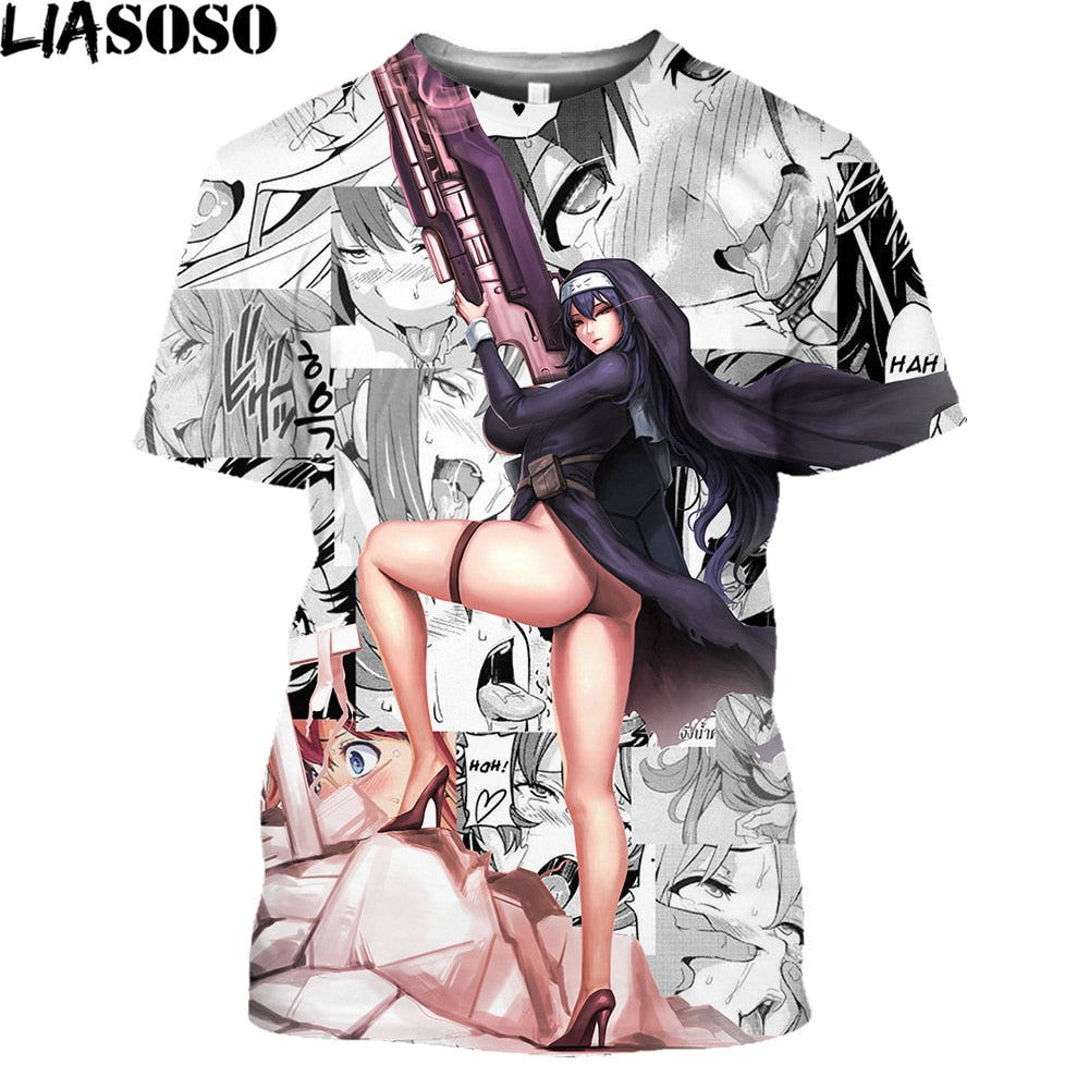 Hot Sexy Nun 3D Printed T Shirt Anime Manga Hentai Girls Ovesized T-Shirt Men Women Trendy Cosplay Lewd Girl Plus Size Tops Tees