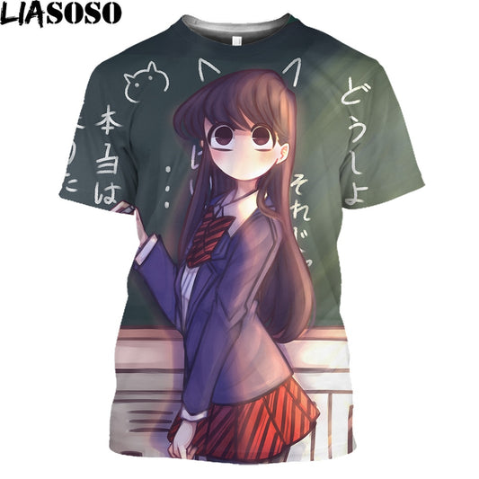 Fashion Anime Komi Cant Communicate 3D Printed T Shirt Men Women Komi Shouko Sexy Girl Cartoon T-shirt Trendy Otaku Tops Tees