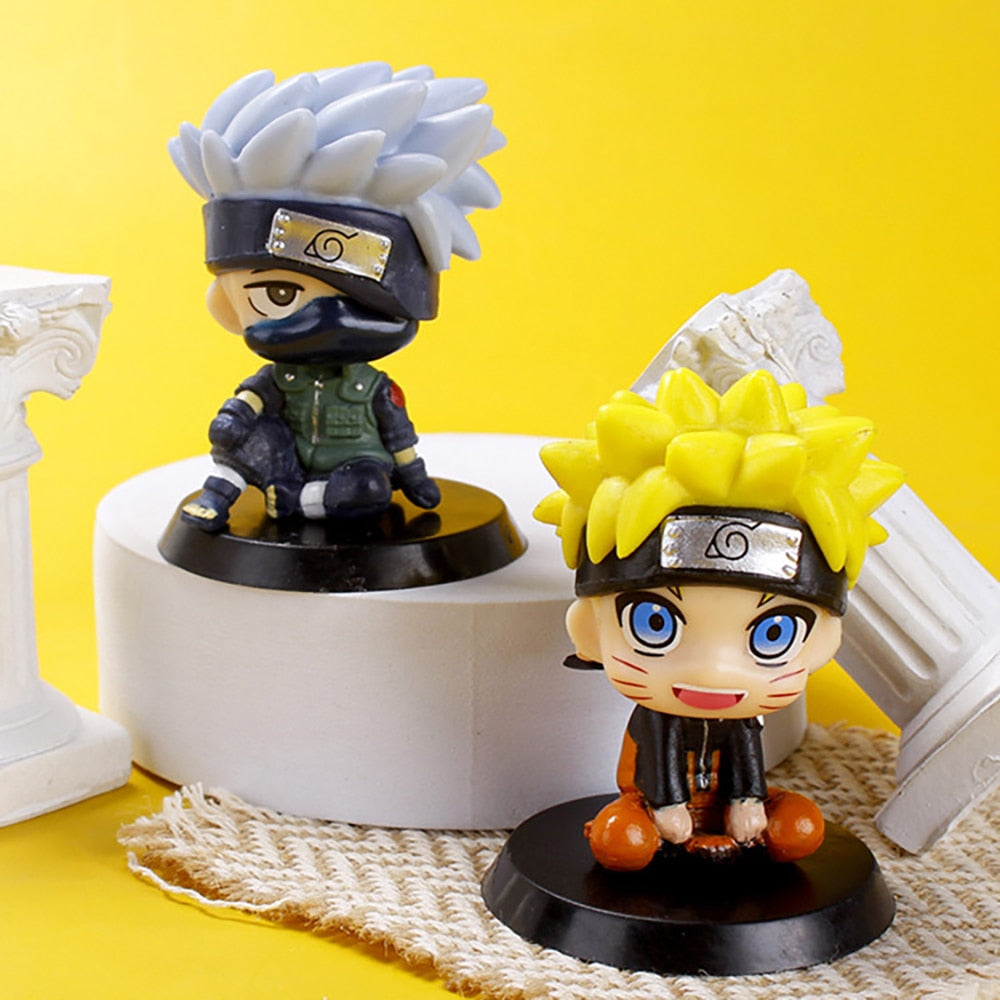 Kawaii Anime Naruto Figure Uzumaki Naruto Kakashi Q Figurals Uchiha Sasuke Itachi Cute Toys Car Desk Decoration Model Doll Gifts