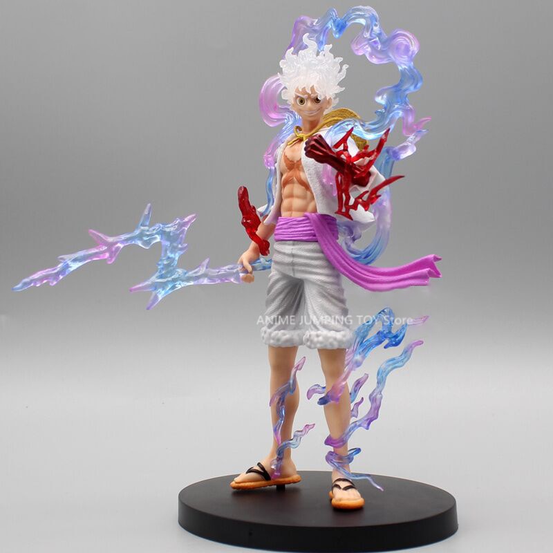 One Piece Luffy GEAR 5 Anime Figures Nika Sun God PVC Action Figurine Double-Led Collectible Figma Model Doll Toys for Children