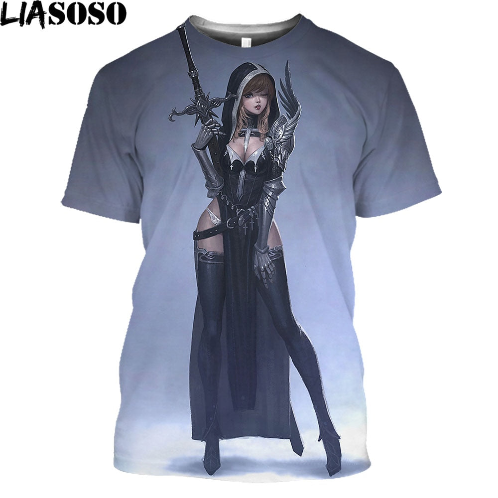 Sexy Nun 3D Printed T Shirt Men Women Lewd Hentai Girls Religion Anime Harajuku Shirt Otaku Alternative Clothing Funny Daily Top