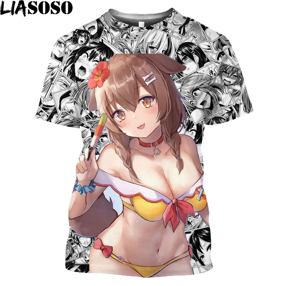 LIASOSO Anime Sexy Nurse Swimsuit Hot Sexy Body Loli Print Shirt 3D Summer Men Women T-shirt Holiday Otaku Clothing Maid Outfit