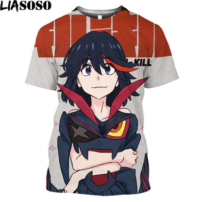 LIASOSO Hot Anime Kill La Kill Printed 3D T-shirt Men Women Summer Loose Harajuku Style Shirts Unisex Streetwear Tees Tops