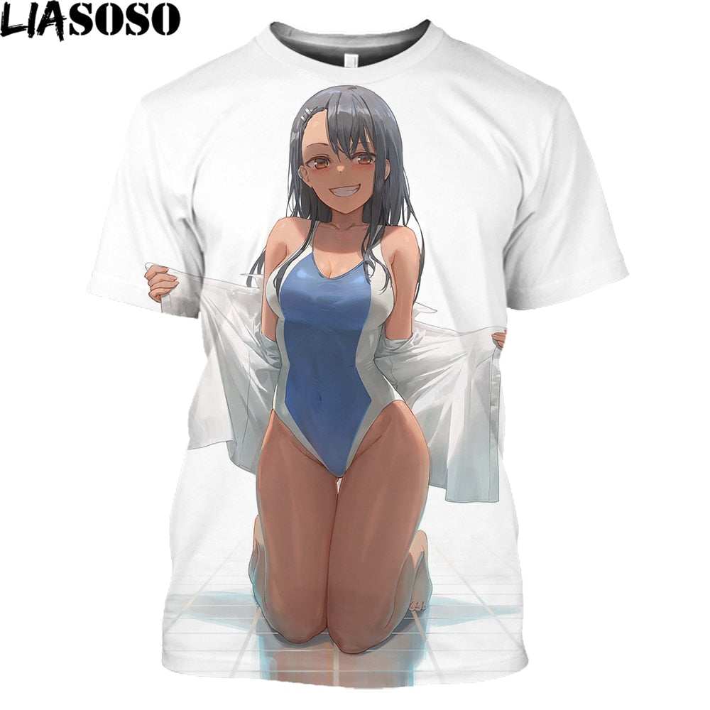 Anime Nagatoro 3D Printed T Shirt Men Women Daily Mangas Don't Toy With Me Loli Harajuku Shirt Lewd Hentai Sexy Girl Tops Tees