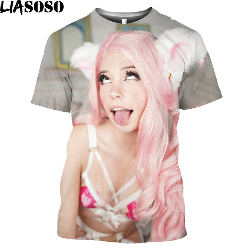 BELLE DELPHINE Hentai Japanese Anime Men's Fashion Tee Shirt Short Sleeve O Neck Breathable 2022 New Arrival T-Shirt Tops Tees