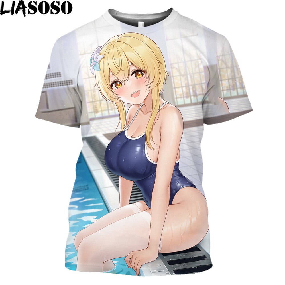 Sexy School Uniform Girls 3D Printed T Shirt Anime Cosplay Hentai Sexy Bikini Girls Streetwear Men Women Cartoon T-shirt Tops