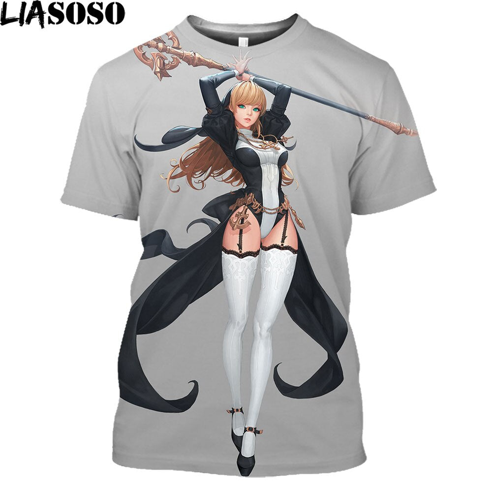 Sexy Nun 3D Printed T Shirt Men Women Lewd Hentai Girls Religion Anime Harajuku Shirt Otaku Alternative Clothing Funny Daily Top