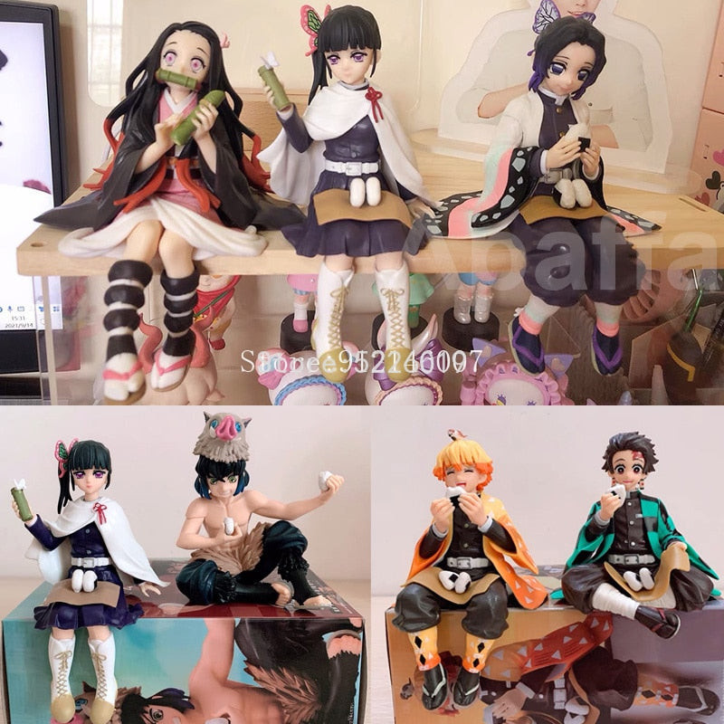 14cm Demon Slayer Anime Figure Kamado Nezuko Kochou Shinobu Action Figure Kimetsu no Yaiba Tsuyuri Kanawo Figurine Model Doll