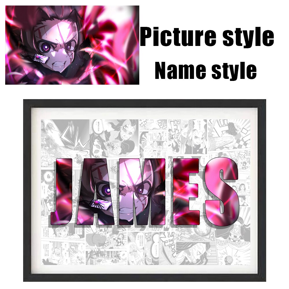 Demon Slayer Anime Poster Personalised NAME Word Art Customize Canvas Painting Print Art Wall Mural Kids Room Home Decor Picture