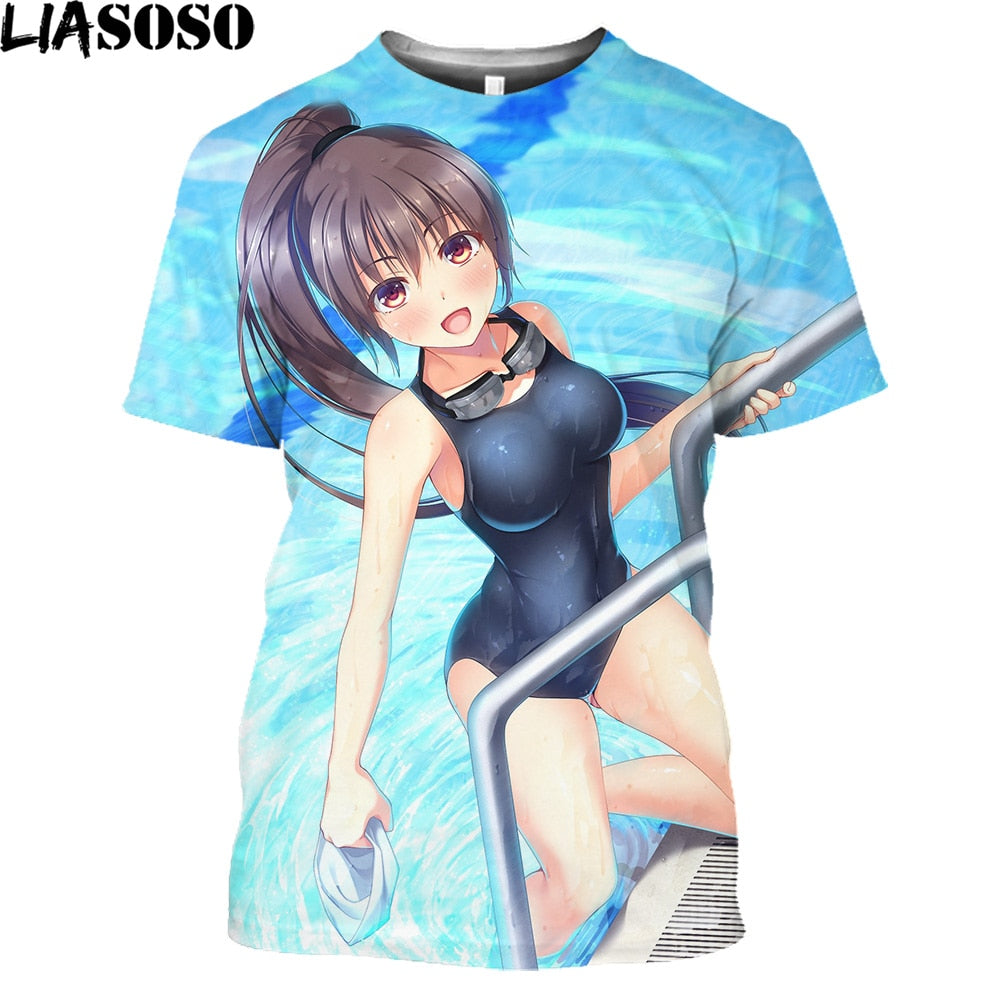 Sexy School Uniform Girls 3D Printed T Shirt Anime Cosplay Hentai Sexy Bikini Girls Streetwear Men Women Cartoon T-shirt Tops