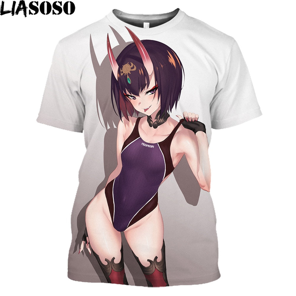 Sexy School Uniform Girls 3D Printed T Shirt Anime Cosplay Hentai Sexy Bikini Girls Streetwear Men Women Cartoon T-shirt Tops