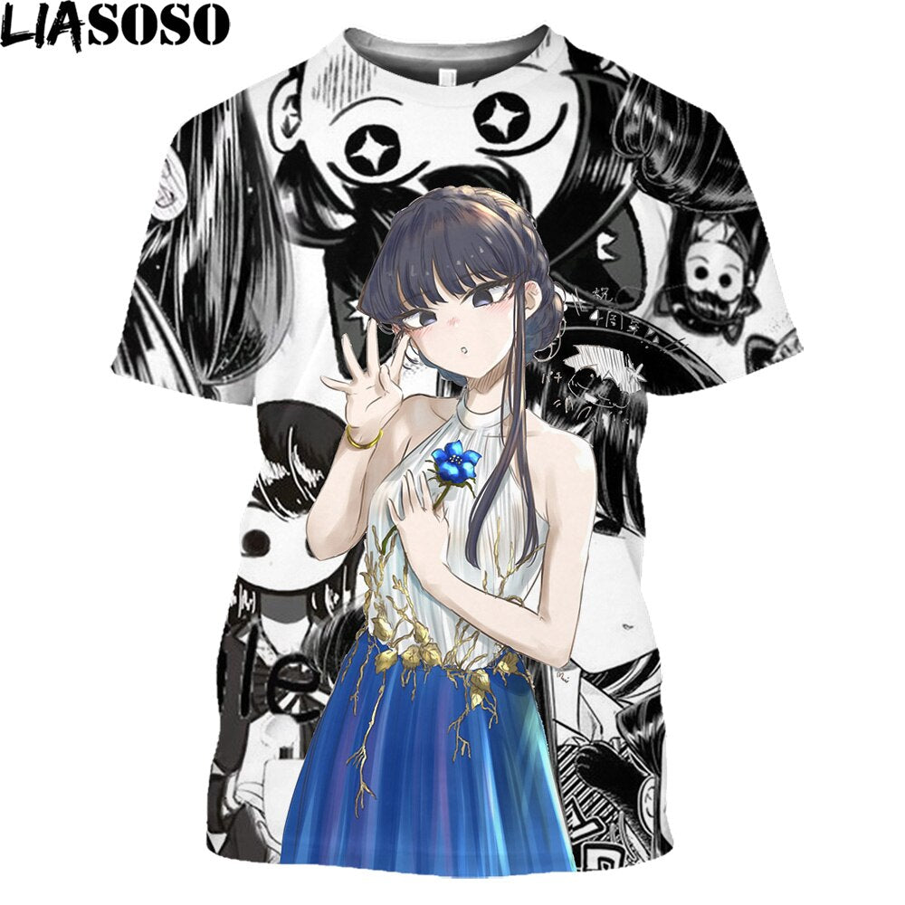 Fashion Anime Komi Cant Communicate 3D Printed T Shirt Men Women Komi Shouko Sexy Girl Cartoon T-shirt Trendy Otaku Tops Tees