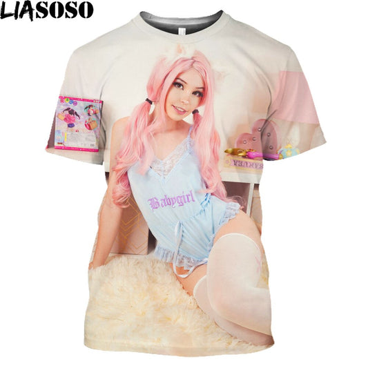 BELLE DELPHINE Hentai Japanese Anime Men's Fashion Tee Shirt Short Sleeve Casual 2021 New Arrival T-Shirt Otaku Harajuku Shirt