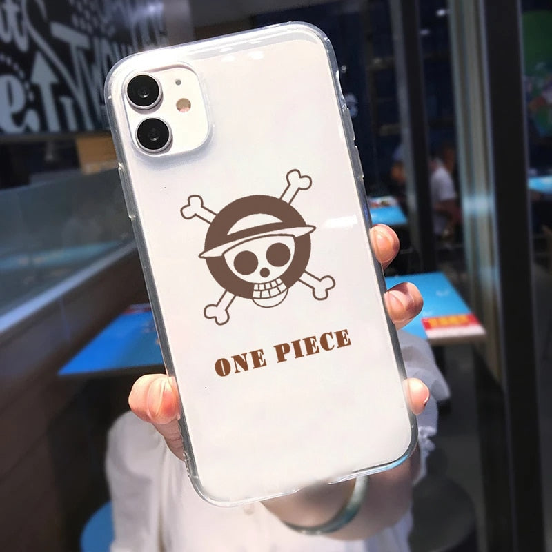 Japan Anime One Piece Cartoon Luffy Phone Case For iPhone 13 12 11 Pro X XS Max Mini 7 8 Plus SE 2020 2022 XR Transparent Cover