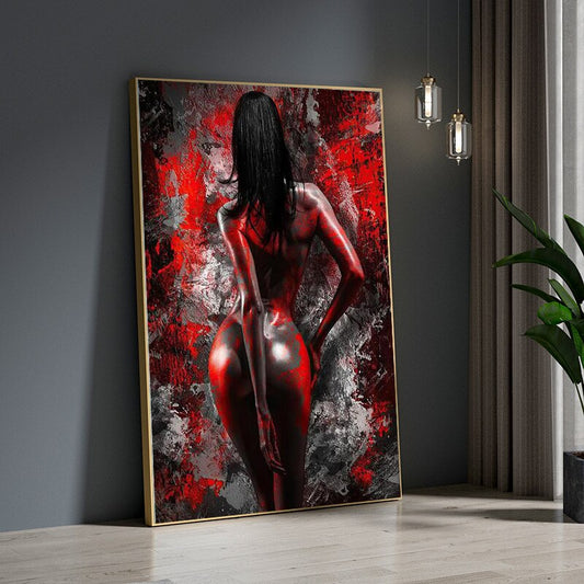 Sexy Nude Art Poster Canvas Print Red Woman Abstract Wall Art Pictures Canvas Painting for Bedroom Home Decoration Gifts Cuadros