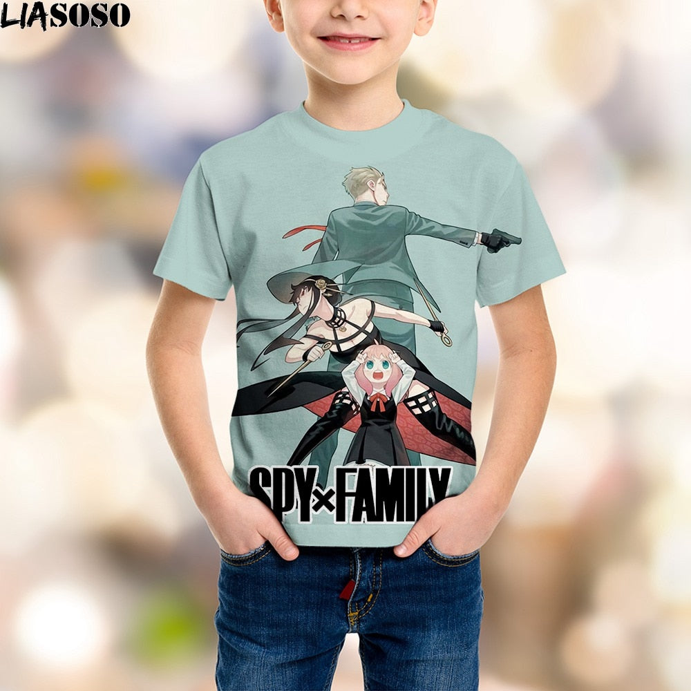 LIASOSO New Anime T-Shirts Spy X Family 3D Print Men Women Fashion Streetwear O-Neck T Shirt Harajuku Kids Tees Tops Clothing